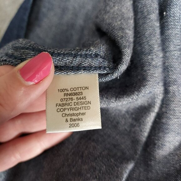 Christopher & Banks Women’s Embroidered Button Long Sleeve Denim Top size S - Picture 11 of 11